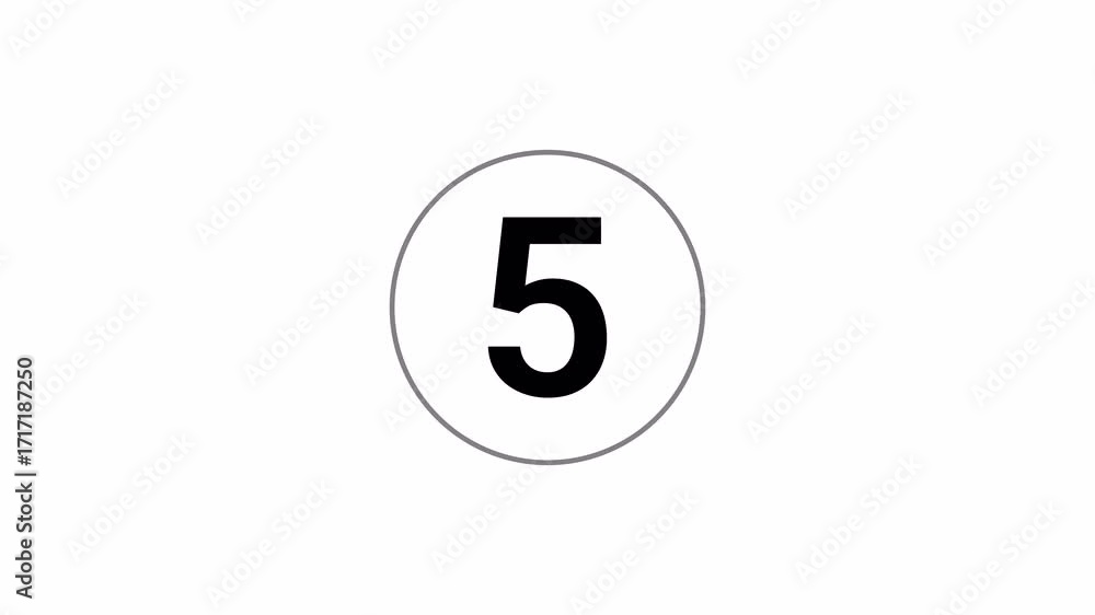 Poster circle countdown timer ten second animation from 10 to 0 seconds on transparent background with alph
