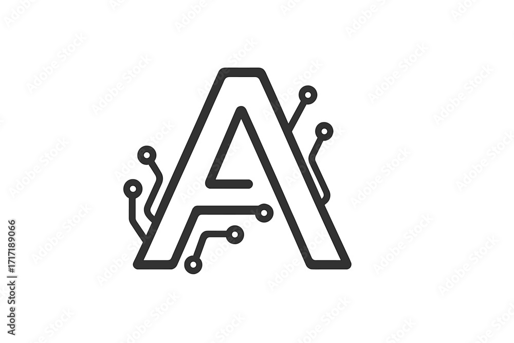 Poster letter a tech logo icon design. vector graphic element for technology, digital interface, hardware, 