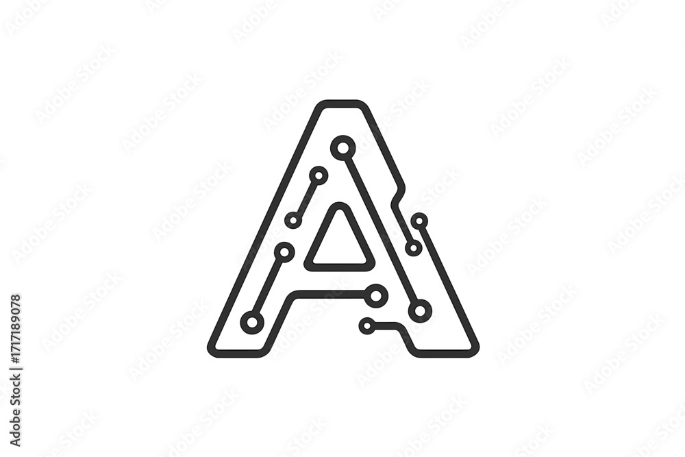 Poster letter a minimal logo icon design. vector template graphic element. technology, digital interface, h