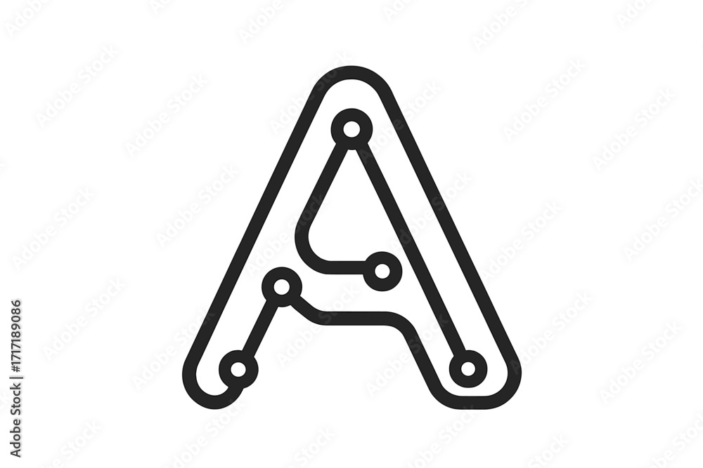 Poster letter a logo icon design. minimalist vector graphic for technology, digital interfaces, hardware, a