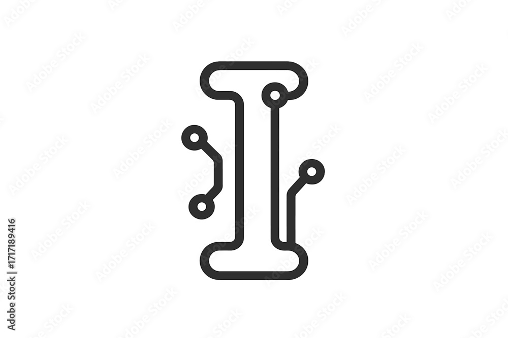 Poster letter i technology logo icon design. minimal vector graphic for digital interface, hardware, engine