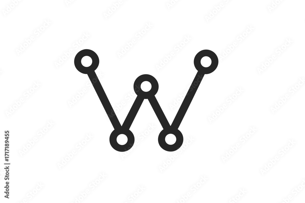 Poster letter w logo icon design in a minimal style. vector graphic element for technology, digital interfa