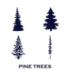 Obraz premium set vintage pine tree collection silhouette vector art