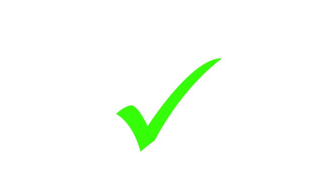 Hand-drawing oval frame green Check mark sign animation. approved tick mark icon, White and Green check mark on transparent background. Green check mark, tick, yes, or OK symbol on green screen. 
