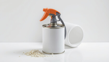 Metal Spray Can with Mug and Powdered Substance