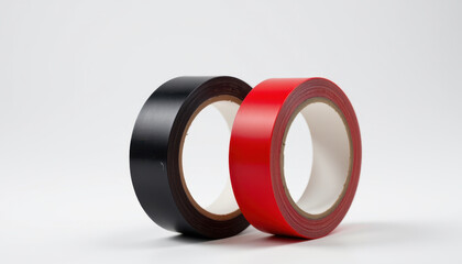 Black and Red Adhesive Tape Rolls Plain Surface