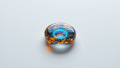 Futuristic Compact Electronic Device with Glowing Circuits