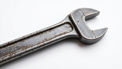 Vintage Rusty Adjustable Wrench White Surface