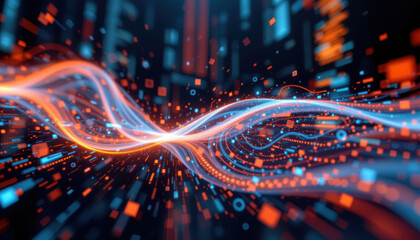 Digital Light Trails with Glowing Particles Motion