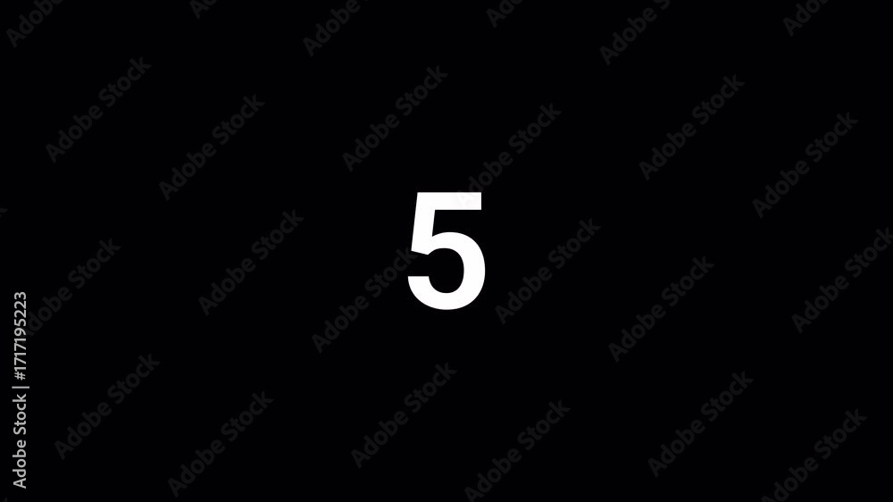Poster 10 seconds countdown, circular cutout, five to zero countdown animation chroma key background.