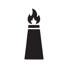 Industrial Gas Flare Stack Vector Icon with Eco Leaf Flame for Biofuel and Natural Gas Energy
