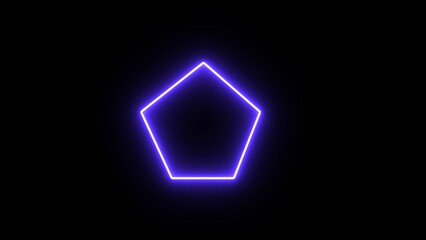 Loop neon pentagon frame border. Neon line Pentagon illustration on black background.
