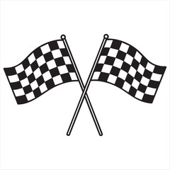 Fototapeta premium Two crossed racing checkered flags symbolizing victory and competition silhouette
