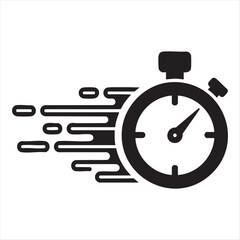 Speedy stopwatch icon representing fast time and quick service delivery silhouette