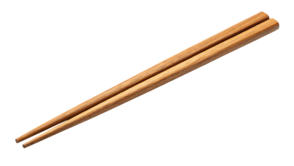 Pair of wooden chopsticks isolated on transparent background, a traditional utensil for eating Asian cuisine with elegance and precision