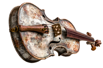 Old violin on white background