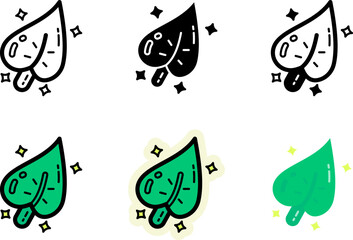 Leaf Icons Set Monochrome and Colorful Variations