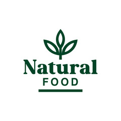 Natural leaf icon. 100% naturals food vector label for packaging 