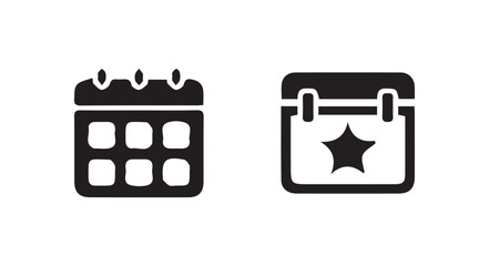 Black calendar icon, calendar date planner, meeting sign, month week day, calender icon symbol, vector illustration eps 10.