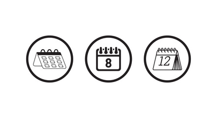 Black calendar icon, calendar date planner, meeting sign, month week day, calender icon symbol, vector illustration eps 10.