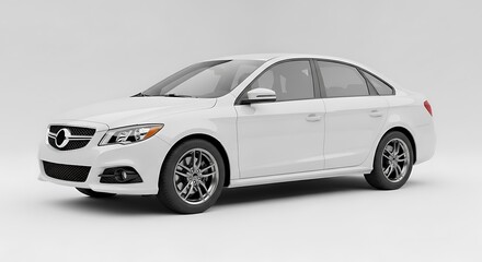 Fototapeta premium White car parked against a white background for sale with clear design