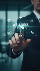 Wellness Business Growth Strategy - Digital Interface with Hand Touching Future Technology