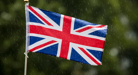 Obraz premium UK Flag in the Rain: Classic British Image