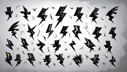 Collection of stylized lightning bolts