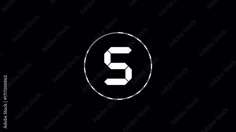 Poster modern 10 second countdown timer animation with alpha channel. digital clock ticking from 10 to 0 on