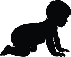Silhouette baby crawling learning development discovery exploration new beginnings childhood innocence growth journey milestone achievement innocence future vector