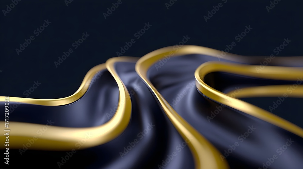 Poster elegant and opulent fabric with a smooth, satin-like texture and dynamic, swirling curves creating a