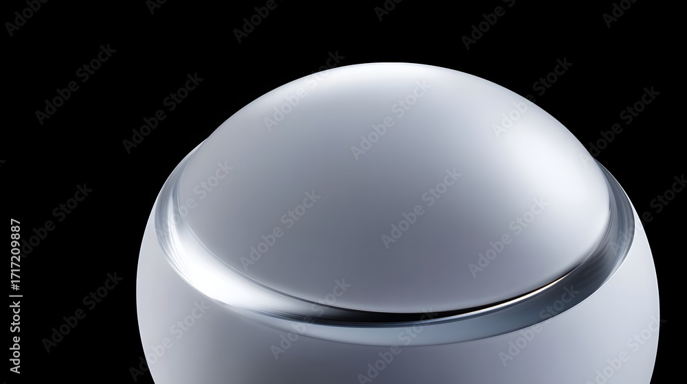 Poster a highly polished, reflective chrome sphere floating in a dark, minimalist environment, creating a s