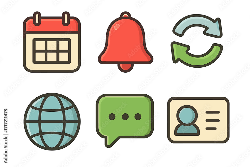 Poster essential interface icon set for web design and mobile apps. vector cartoon symbols of calendar, not