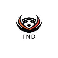 IND Football Company logo. IND football academy logo design for entrepreneur and business. IND Branding Design best icon.
