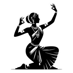 Indian Classical Dancer Silhouette Vector