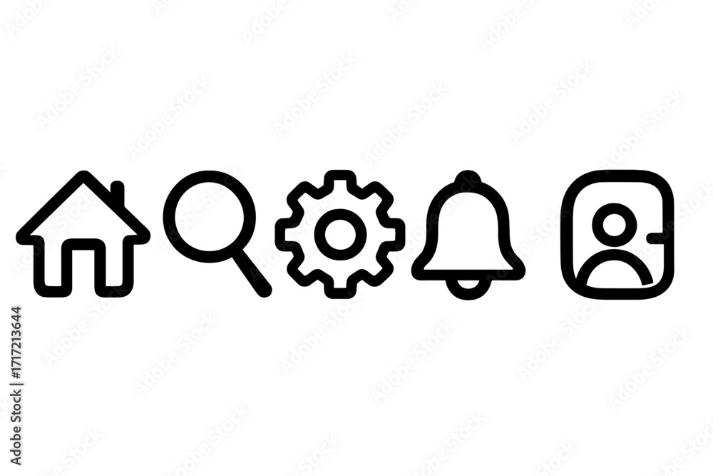 Fototapete web and mobile app interface icon set. black line vector icons for ui and ux design. includes home, 