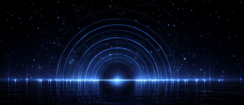 Futuristic Light Tunnel with Glowing Arches