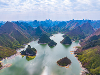 Beautiful winter cloudy scenery of Jianlong Mountain in Tiandeng County, Chongzuo, Guangxi