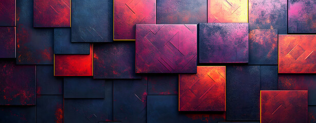 Abstract Red and Blue Square Pattern Texture Background