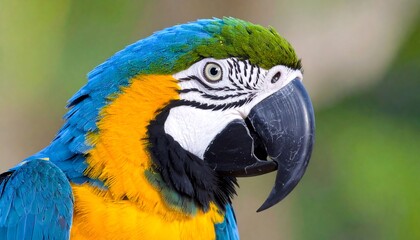 Fototapeta premium Close-up of a vibrant blue and yellow parrot