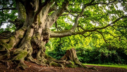 Majestic tree with extensive roots