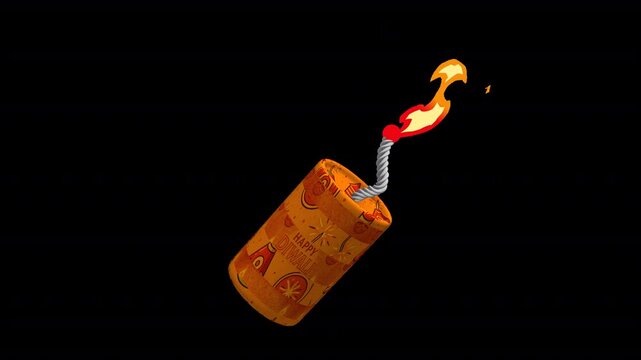 Diwali Bomb &ndash; festive firecracker animation for Happy Diwali celebrations. Perfect motion graphic element for festival projects with transparent background.