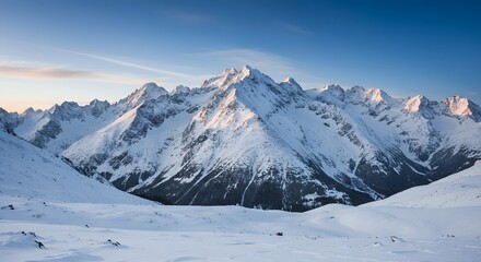 Fototapeta premium Snowy mountain range landscape