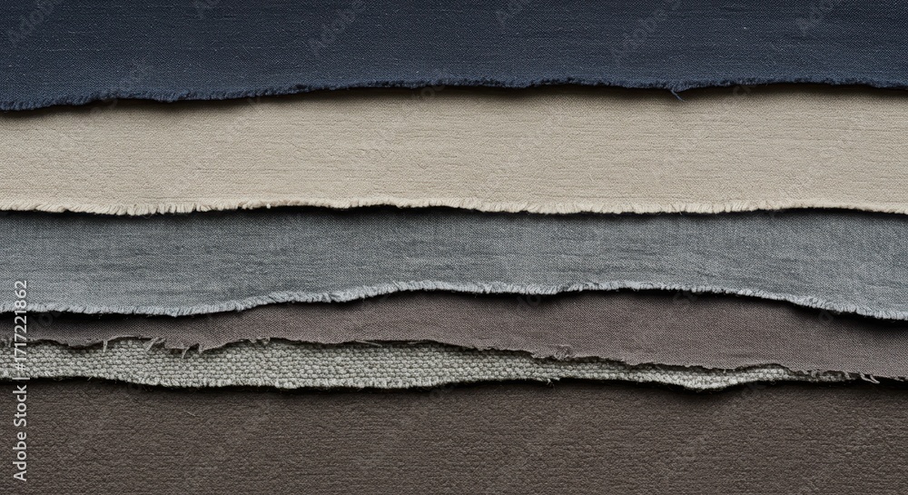 Aufkleber an assortment of textured paper scraps in various neutral tones are stacked and layered, creating an