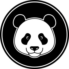 Obraz premium Panda head icon vector illustration on black circle