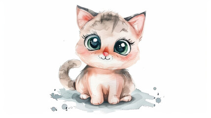 Hand-painted Watercolor Cat