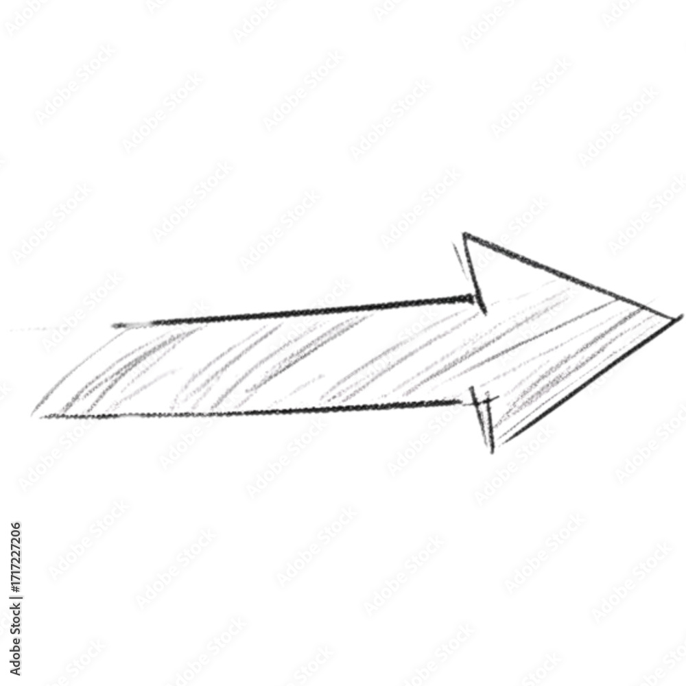 Aufkleber hand sketched right pointing arrow vector graphic for direction or navigation design element and use
