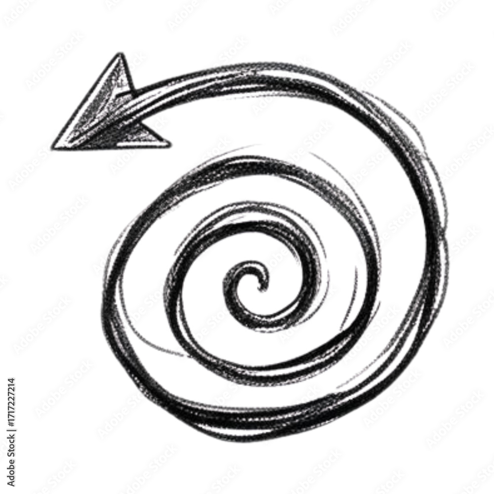 Aufkleber hand drawn arrow spiral vector illustration navigation direction pointer guide swirl graphic element