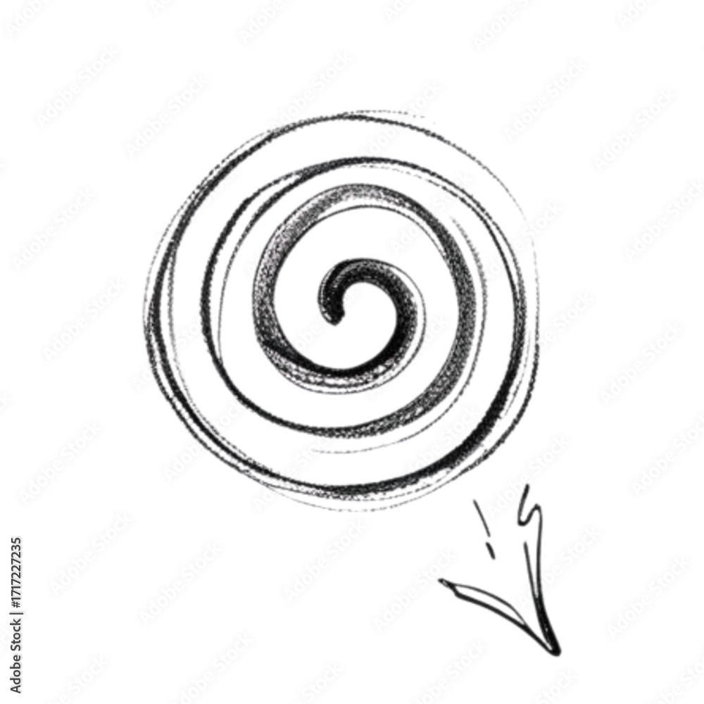 Aufkleber hand drawn spiral with arrow vector illustration for navigation design and creative projects with gr