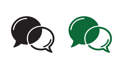 Double Chat Bubble Icon in Black and Green – Minimal Conversation Symbol